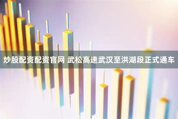 炒股配资配资官网 武松高速武汉至洪湖段正式通车